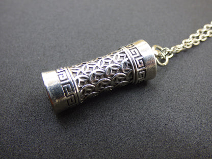 Tibetan Pendant Chain Box 990 Sterling Silver Buddhism Prayer Mantra Urn Medallion Goa Hippie Vintage Ethnic Talisman Meditation OM Antique