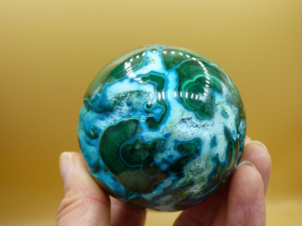 AAA Chrysocoll Malachit botryoidal Kugel Dekostück Edelstein Natur Heilstein Unikat blau grün Mineral Traum Sammlerstück Geschenk Er Sie - Art of Nature Berlin