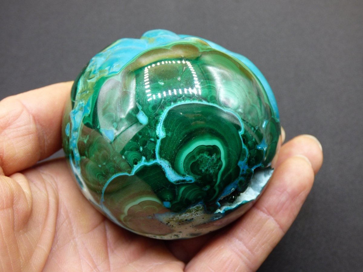 AAA Chrysocoll Malachit botryoidal Kugel Dekostück Edelstein Natur Heilstein Unikat blau grün Mineral Traum Sammlerstück Geschenk Er Sie - Art of Nature Berlin