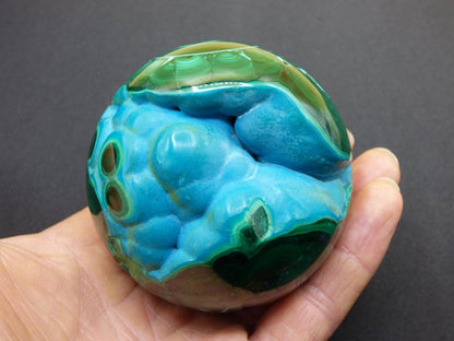 AAA Chrysocoll Malachit botryoidal Kugel Dekostück Edelstein Natur Heilstein Unikat blau grün Mineral Traum Sammlerstück Geschenk Er Sie - Art of Nature Berlin