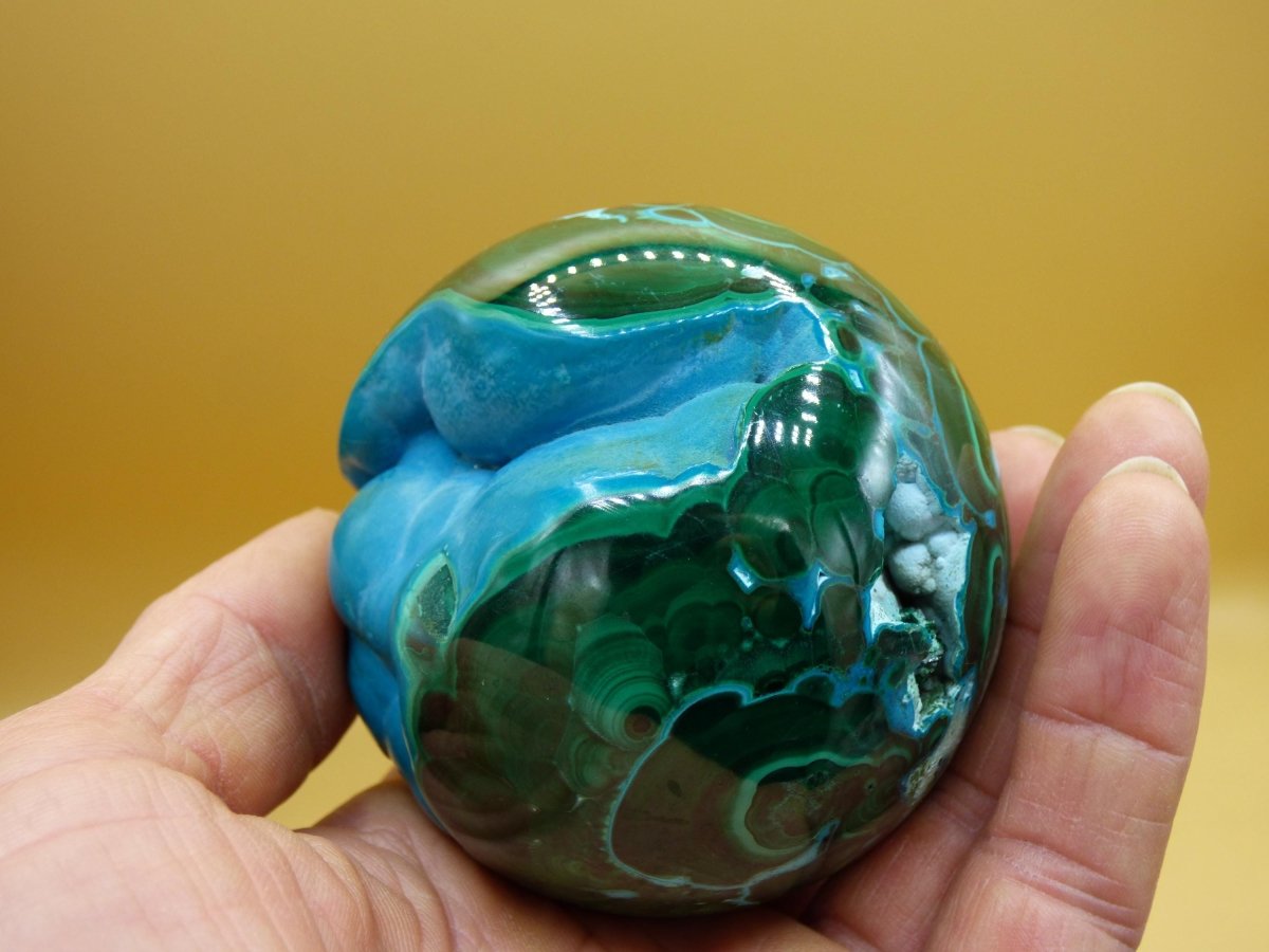 AAA Chrysocoll Malachit botryoidal Kugel Dekostück Edelstein Natur Heilstein Unikat blau grün Mineral Traum Sammlerstück Geschenk Er Sie - Art of Nature Berlin