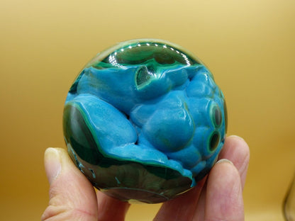 AAA Chrysocoll Malachit botryoidal Kugel Dekostück Edelstein Natur Heilstein Unikat blau grün Mineral Traum Sammlerstück Geschenk Er Sie - Art of Nature Berlin