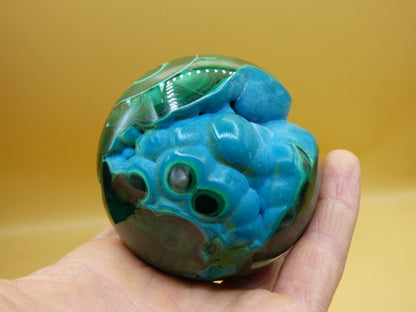 AAA Chrysocoll Malachit botryoidal Kugel Dekostück Edelstein Natur Heilstein Unikat blau grün Mineral Traum Sammlerstück Geschenk Er Sie - Art of Nature Berlin
