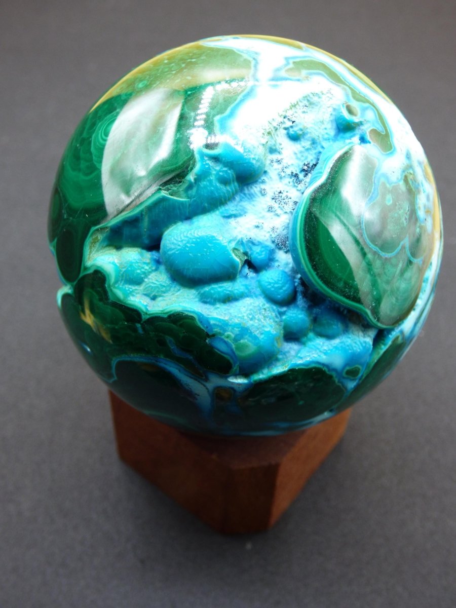 AAA Chrysocoll Malachit botryoidal Kugel Dekostück Edelstein Natur Heilstein Unikat blau grün Mineral Traum Sammlerstück Geschenk Er Sie - Art of Nature Berlin