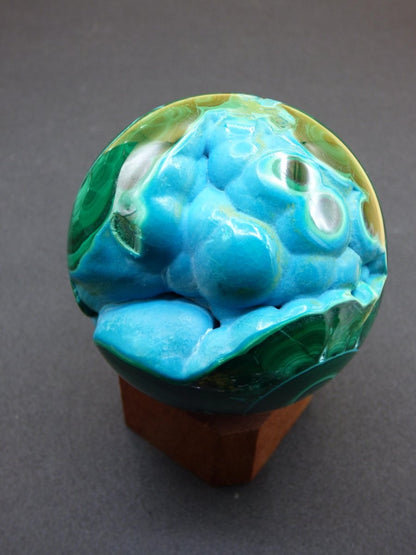 AAA Chrysocoll Malachit botryoidal Kugel Dekostück Edelstein Natur Heilstein Unikat blau grün Mineral Traum Sammlerstück Geschenk Er Sie - Art of Nature Berlin