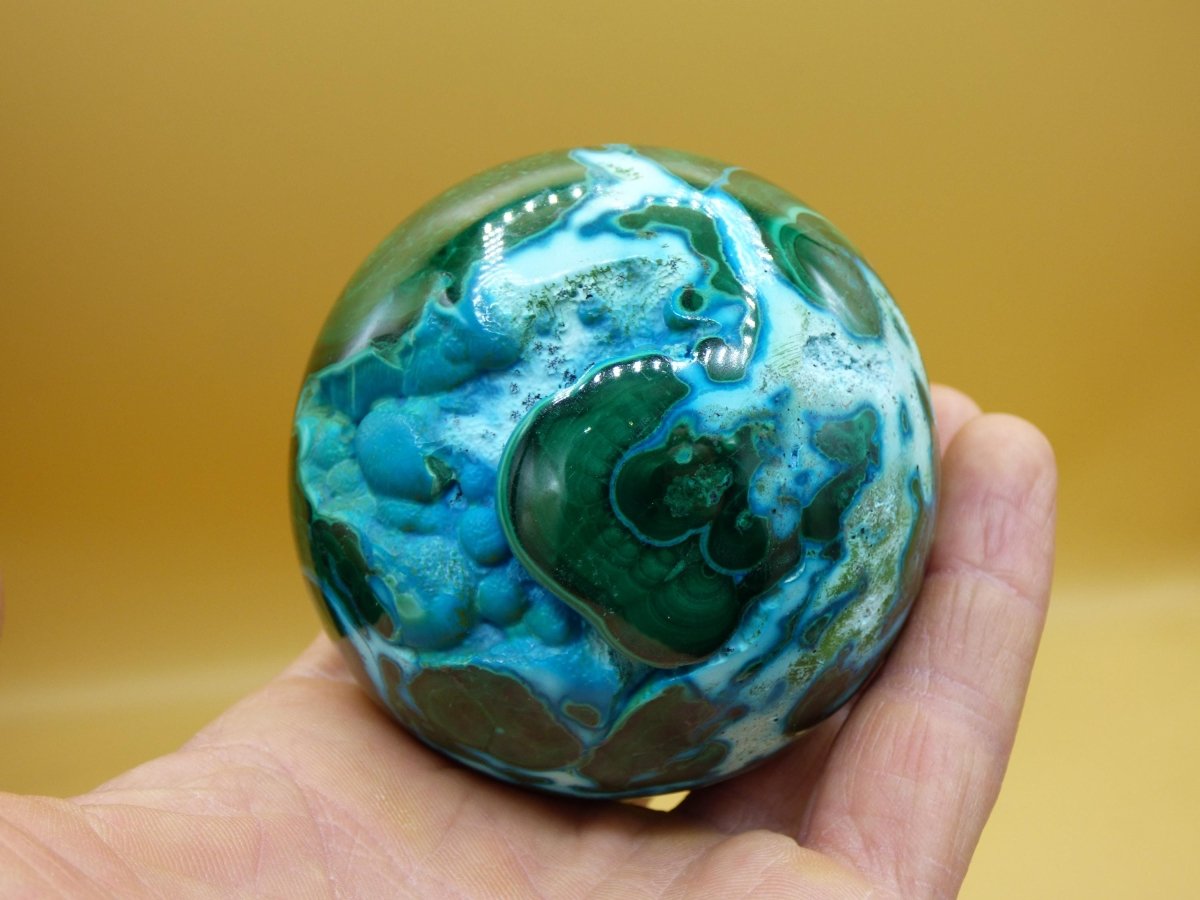 AAA Chrysocoll Malachit botryoidal Kugel Dekostück Edelstein Natur Heilstein Unikat blau grün Mineral Traum Sammlerstück Geschenk Er Sie - Art of Nature Berlin