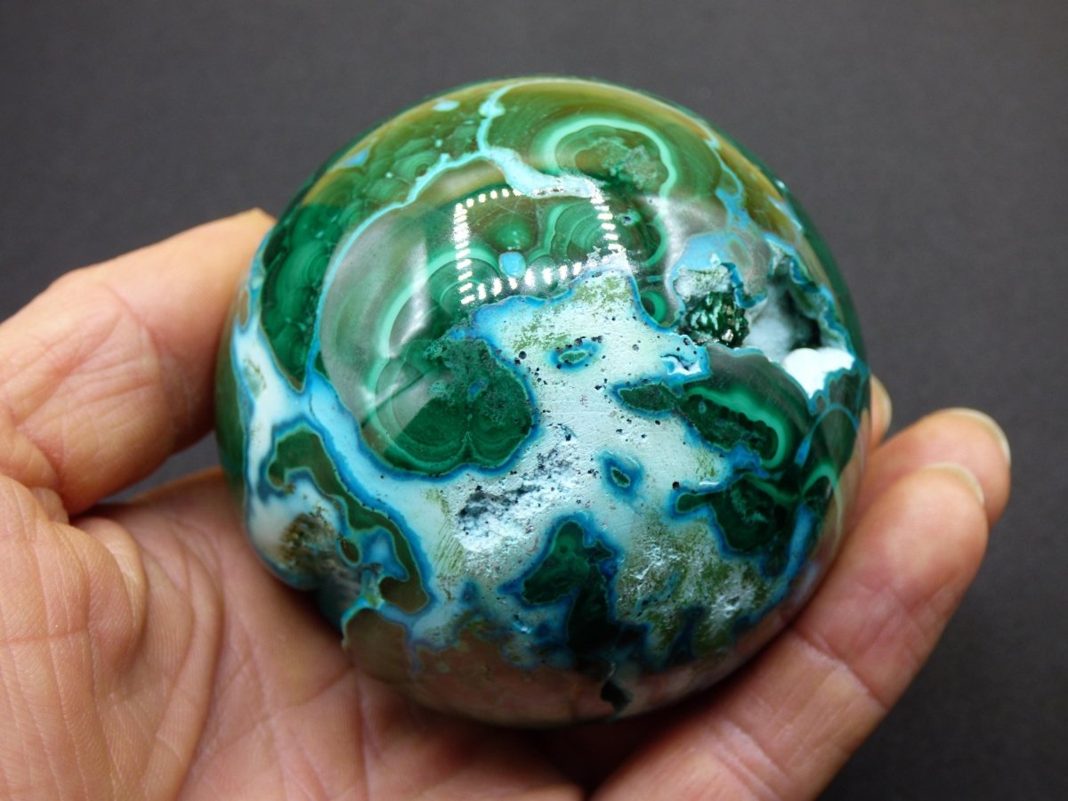 AAA Chrysocoll Malachit botryoidal Kugel Dekostück Edelstein Natur Heilstein Unikat blau grün Mineral Traum Sammlerstück Geschenk Er Sie - Art of Nature Berlin