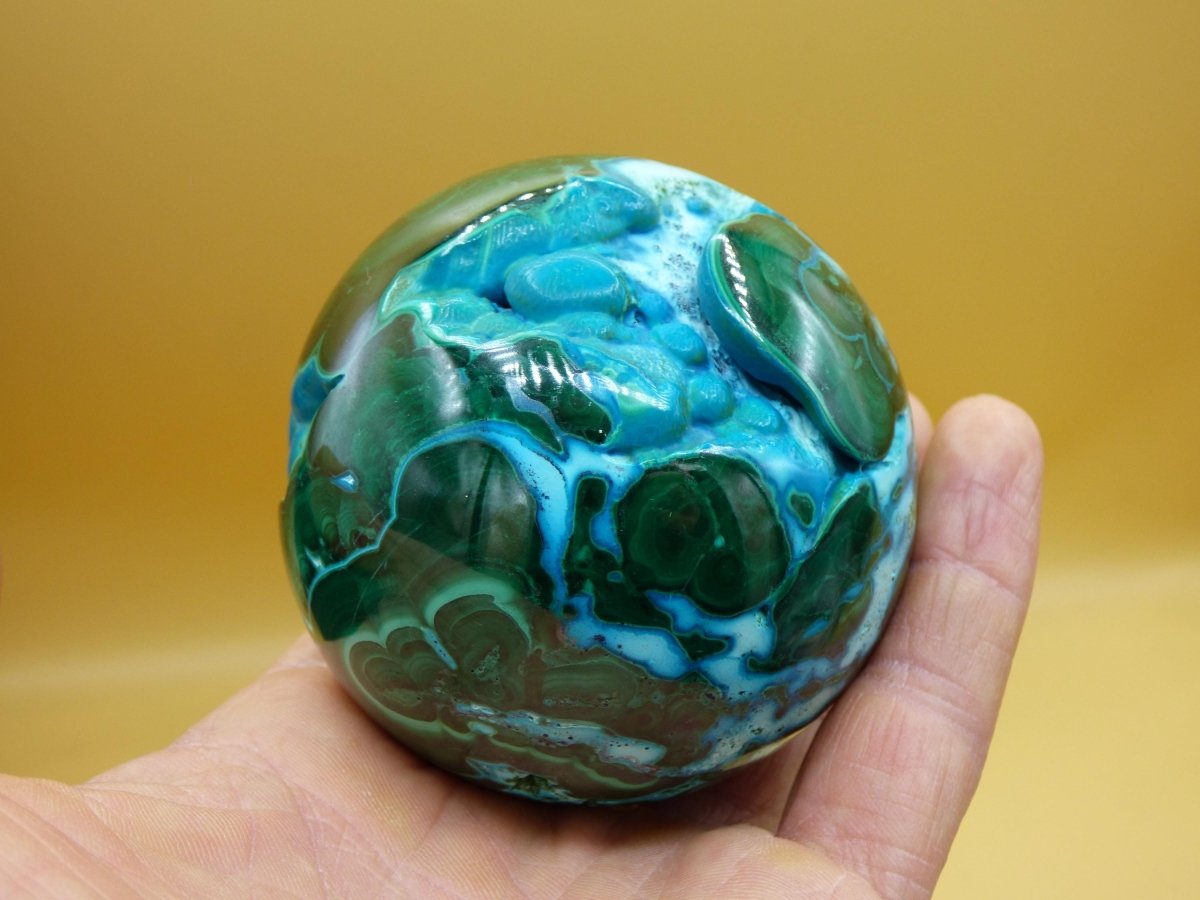 AAA Chrysocoll Malachit botryoidal Kugel Dekostück Edelstein Natur Heilstein Unikat blau grün Mineral Traum Sammlerstück Geschenk Er Sie - Art of Nature Berlin