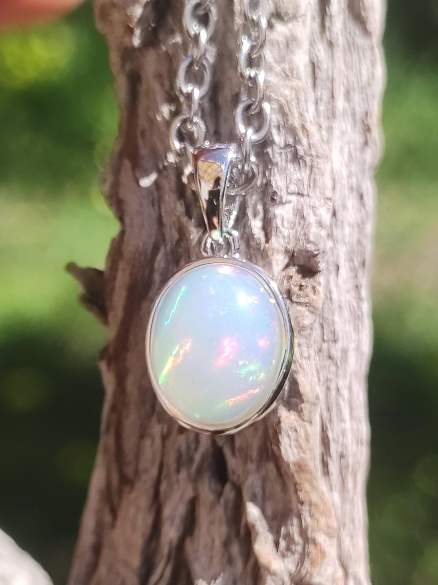 AAA Ethiopian Opal 925 Silber - Edelstein Kette bunt Rarität Edel Natur Heilstein Kristalle Anhänger Mann Frau Geschenk Er Sie Vater Rarität - Art of Nature Berlin