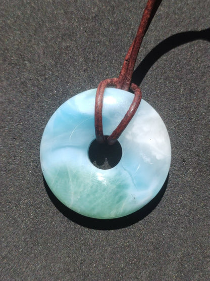 AAA Larimar Atlantis Stone Donut Edelstein Kette rot Natur HIPPIE Boho Heilstein Kristalle Schmuck Anhänger Mann Frau Kind Geschenk Er Sie - Art of Nature Berlin