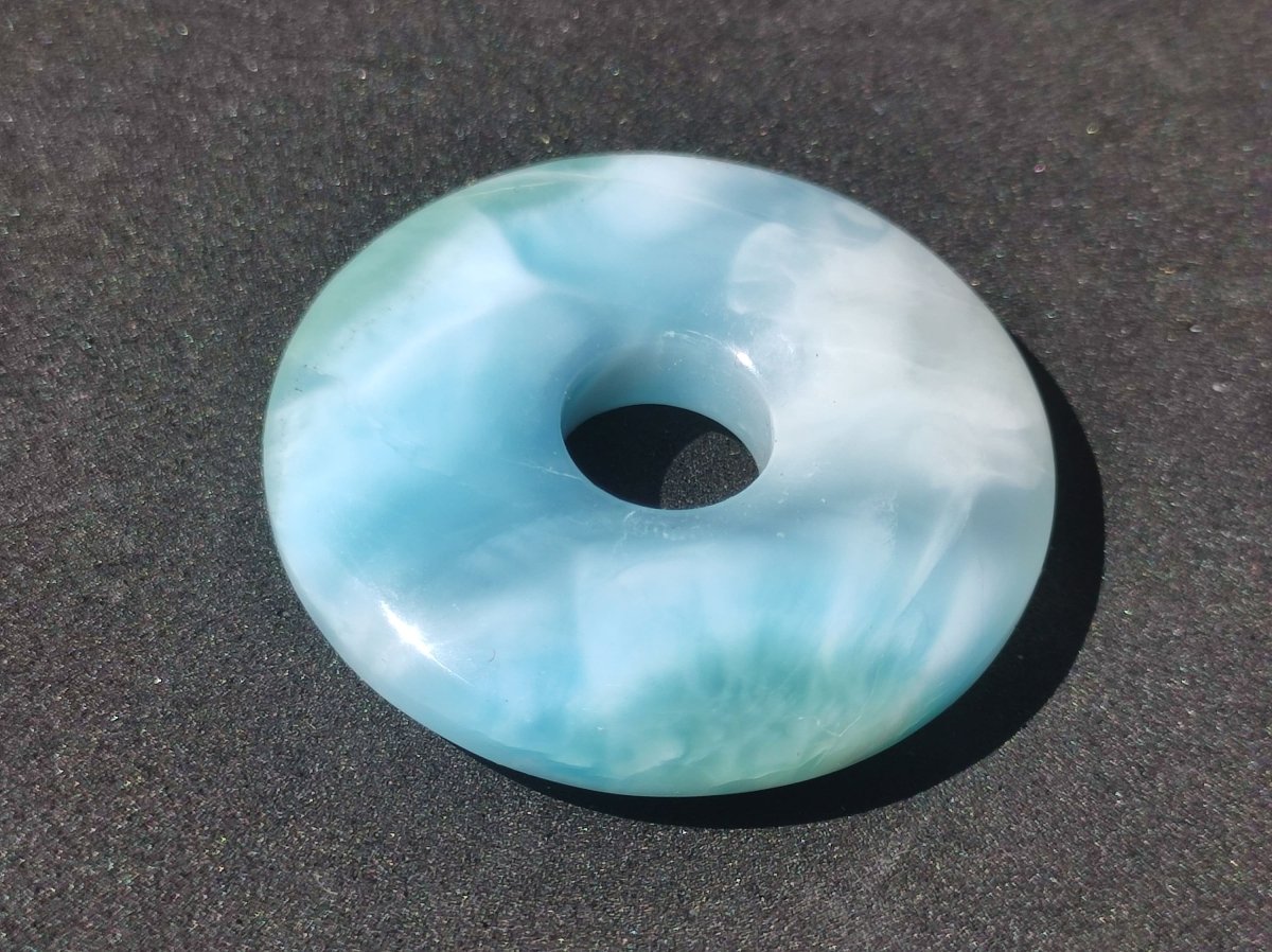 AAA Larimar Atlantis Stone Donut Edelstein Kette rot Natur HIPPIE Boho Heilstein Kristalle Schmuck Anhänger Mann Frau Kind Geschenk Er Sie - Art of Nature Berlin