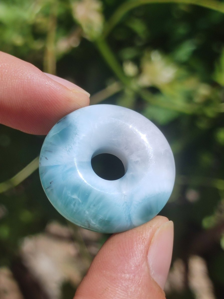 AAA Larimar Atlantis Stone Donut Edelstein Kette rot Natur HIPPIE Boho Heilstein Kristalle Schmuck Anhänger Mann Frau Kind Geschenk Er Sie - Art of Nature Berlin