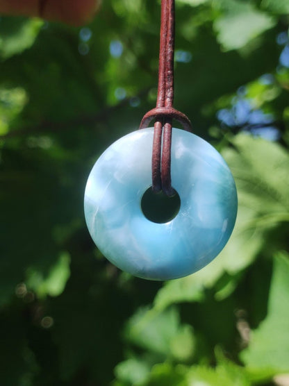 AAA Larimar Atlantis Stone Donut Edelstein Kette rot Natur HIPPIE Boho Heilstein Kristalle Schmuck Anhänger Mann Frau Kind Geschenk Er Sie - Art of Nature Berlin