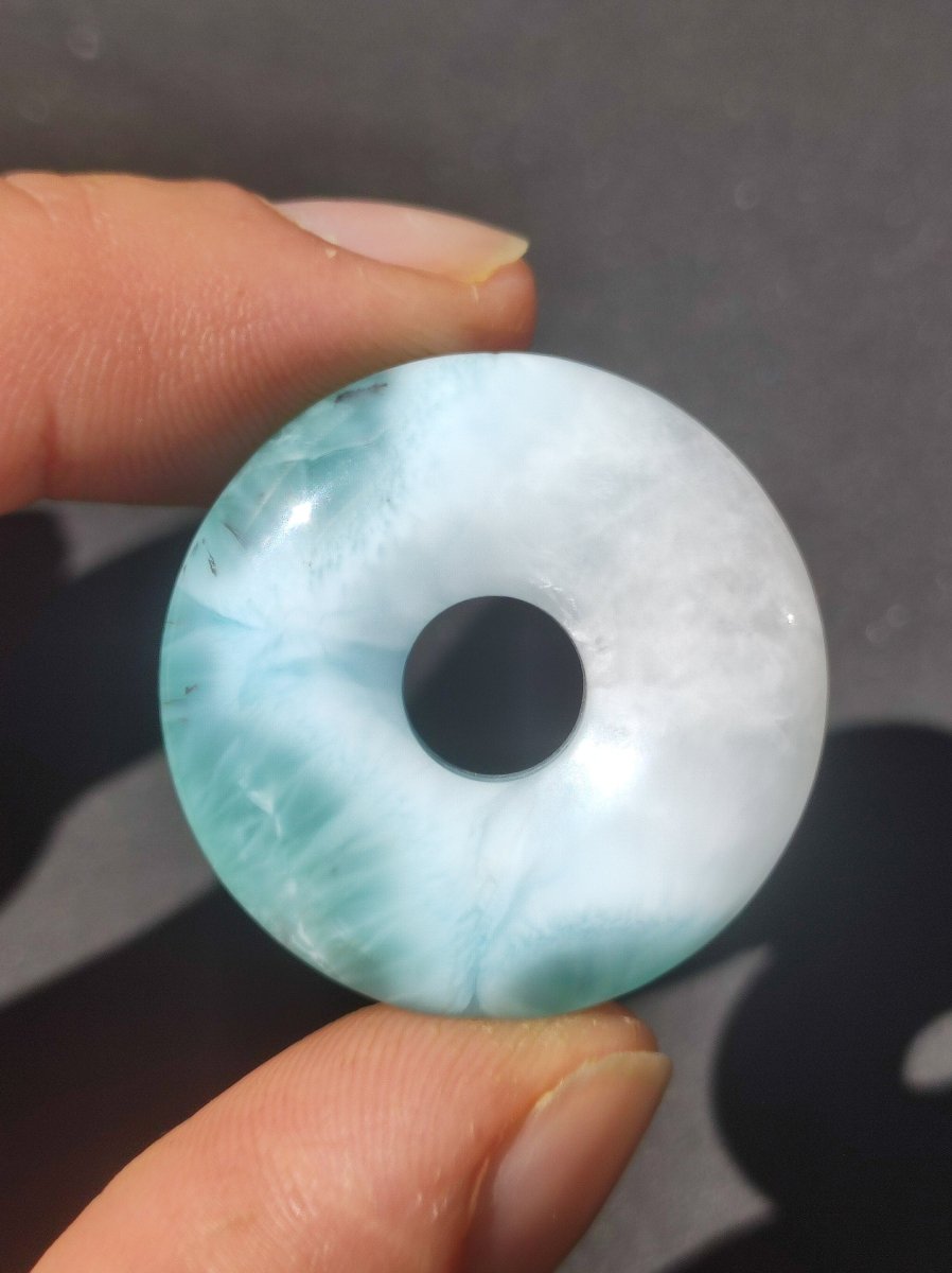 AAA Larimar Atlantis Stone Donut Edelstein Kette rot Natur HIPPIE Boho Heilstein Kristalle Schmuck Anhänger Mann Frau Kind Geschenk Er Sie - Art of Nature Berlin