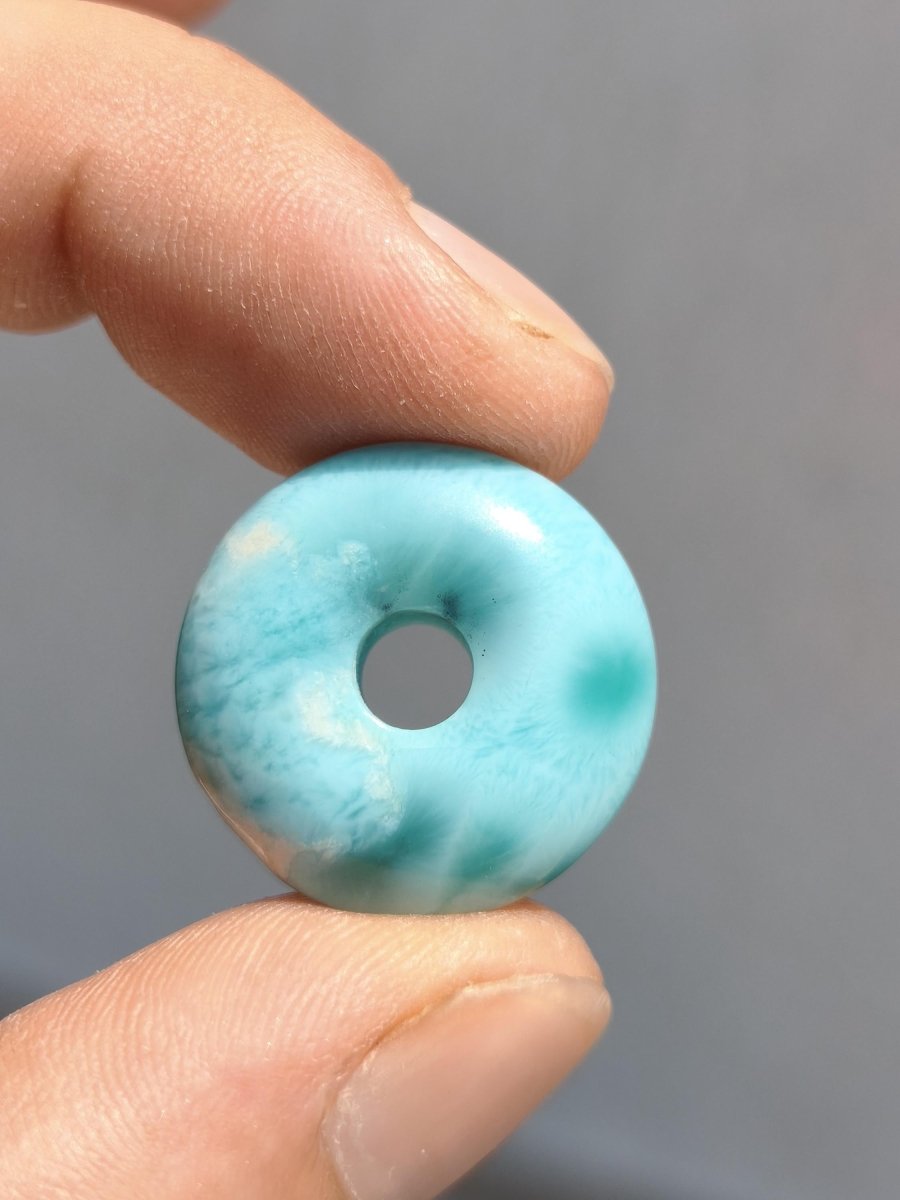 AAA Larimar Schutz Donut Edelstein Kette blau Heilstein Rarität Natur Frau Geschenk Mann Frau Er Sie Energie Kraft Glück - Art of Nature Berlin