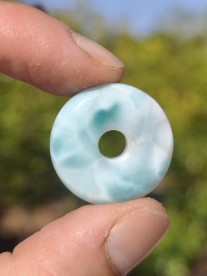 AAA Larimar Schutz Donut Edelstein Kette blau Heilstein Rarität Natur Frau Geschenk Mann Frau Er Sie Energie Kraft Glück - Art of Nature Berlin
