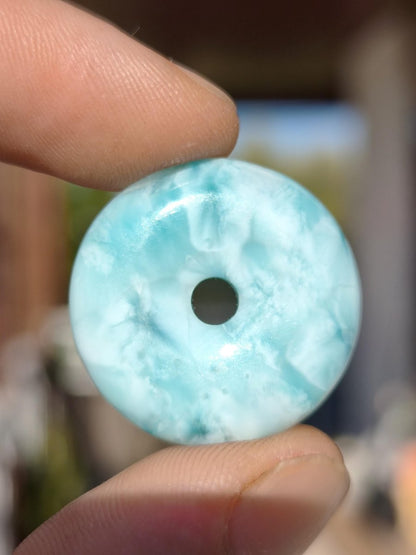 AAA Larimar Schutz Donut Edelstein Kette blau Heilstein Rarität Natur Frau Geschenk Mann Frau Er Sie Energie Kraft Glück - Art of Nature Berlin
