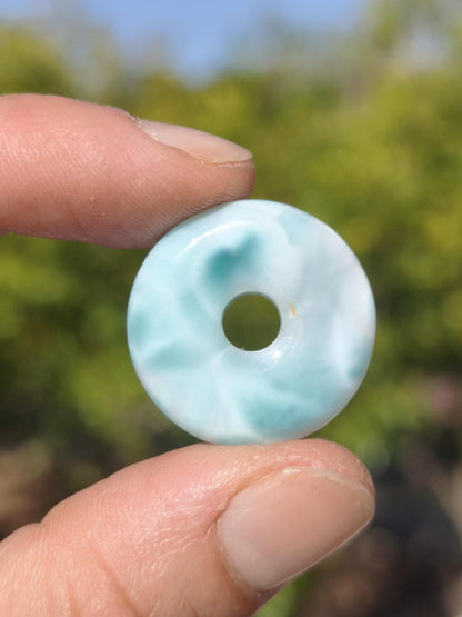 AAA Larimar Schutz Donut Edelstein Kette blau Heilstein Rarität Natur Frau Geschenk Mann Frau Er Sie Energie Kraft Glück - Art of Nature Berlin