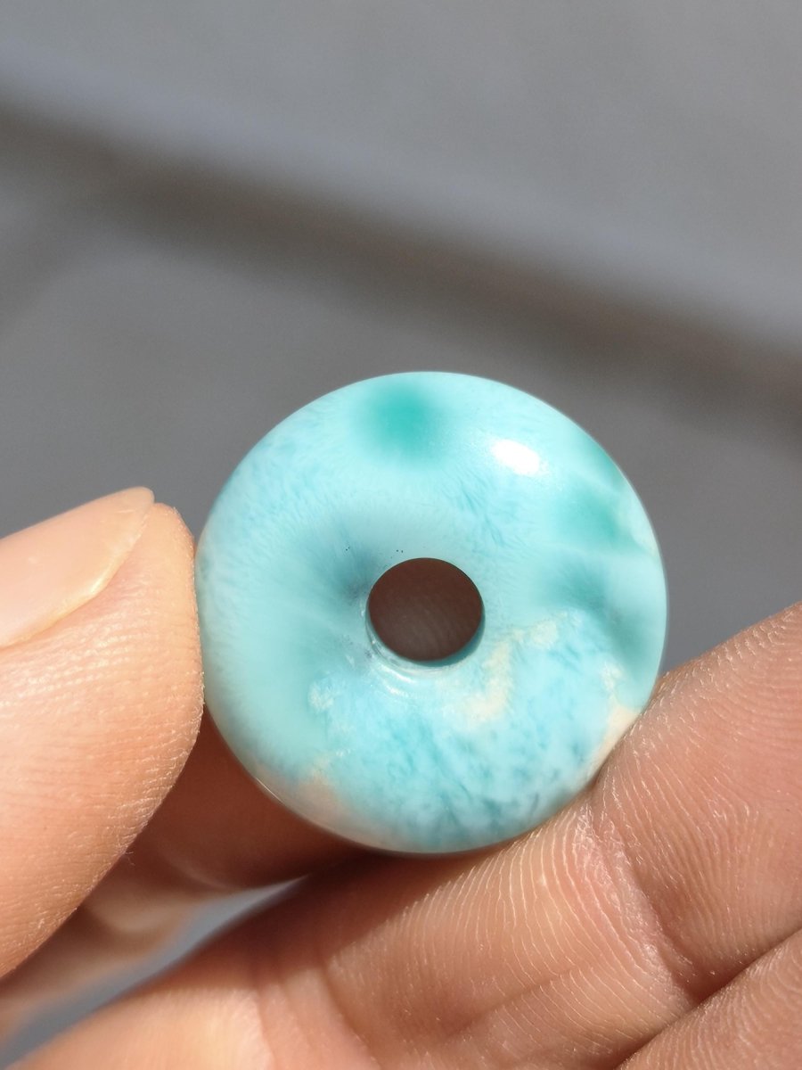 AAA Larimar Schutz Donut Edelstein Kette blau Heilstein Rarität Natur Frau Geschenk Mann Frau Er Sie Energie Kraft Glück - Art of Nature Berlin