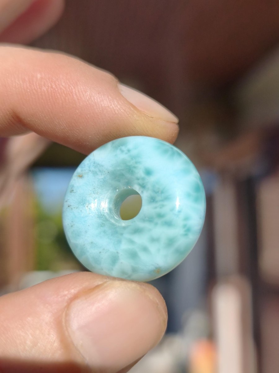 AAA Larimar Schutz Donut Edelstein Kette blau Heilstein Rarität Natur Frau Geschenk Mann Frau Er Sie Energie Kraft Glück - Art of Nature Berlin