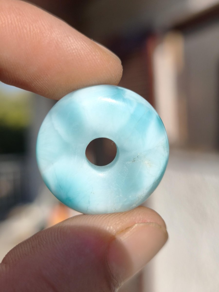 AAA Larimar Schutz Donut Edelstein Kette blau Heilstein Rarität Natur Frau Geschenk Mann Frau Er Sie Energie Kraft Glück - Art of Nature Berlin
