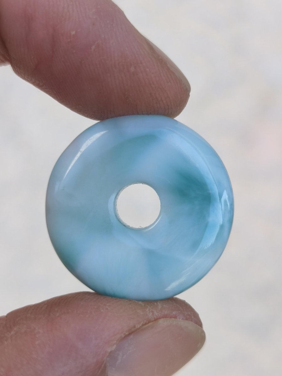AAA Larimar Schutz Donut Edelstein Kette blau Heilstein Rarität Natur Frau Geschenk Mann Frau Er Sie Energie Kraft Glück - Art of Nature Berlin