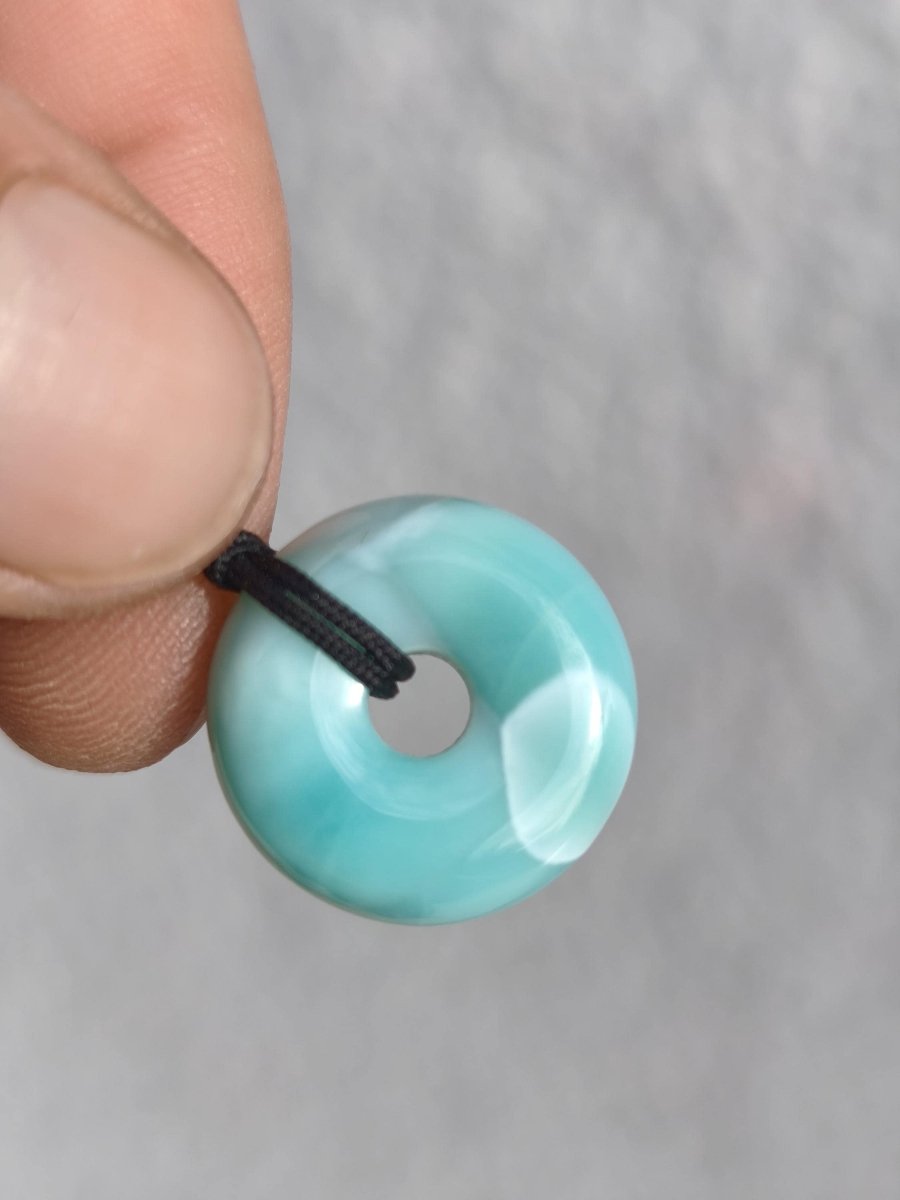 AAA Larimar Schutz Donut Edelstein Kette blau Heilstein Rarität Natur Frau Geschenk Mann Frau Er Sie Energie Kraft Glück - Art of Nature Berlin