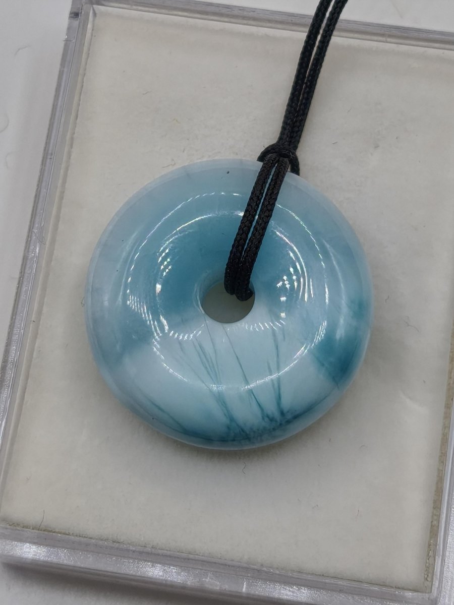 AAA Larimar Schutz Donut Edelstein Kette blau Heilstein Rarität Natur Frau Geschenk Mann Frau Er Sie Energie Kraft Glück - Art of Nature Berlin