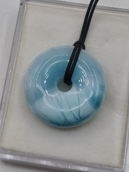 AAA Larimar Schutz Donut Edelstein Kette blau Heilstein Rarität Natur Frau Geschenk Mann Frau Er Sie Energie Kraft Glück - Art of Nature Berlin