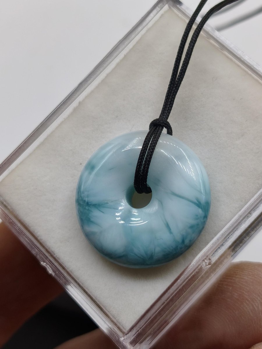 AAA Larimar Schutz Donut Edelstein Kette blau Heilstein Rarität Natur Frau Geschenk Mann Frau Er Sie Energie Kraft Glück - Art of Nature Berlin