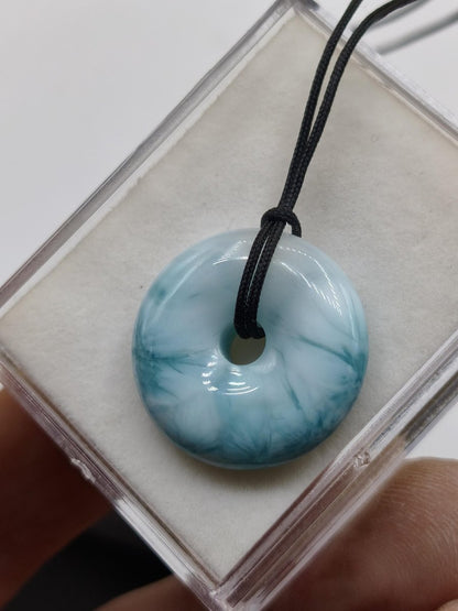 AAA Larimar Schutz Donut Edelstein Kette blau Heilstein Rarität Natur Frau Geschenk Mann Frau Er Sie Energie Kraft Glück - Art of Nature Berlin