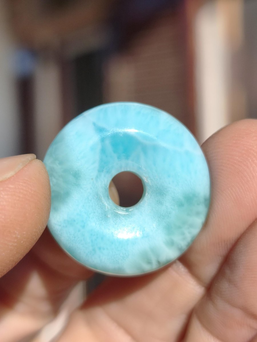 AAA Larimar Schutz Donut Edelstein Kette blau Heilstein Rarität Natur Frau Geschenk Mann Frau Er Sie Energie Kraft Glück - Art of Nature Berlin