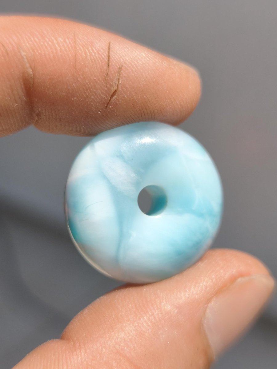 AAA Larimar Schutz Donut Edelstein Kette blau Heilstein Rarität Natur Frau Geschenk Mann Frau Er Sie Energie Kraft Glück - Art of Nature Berlin