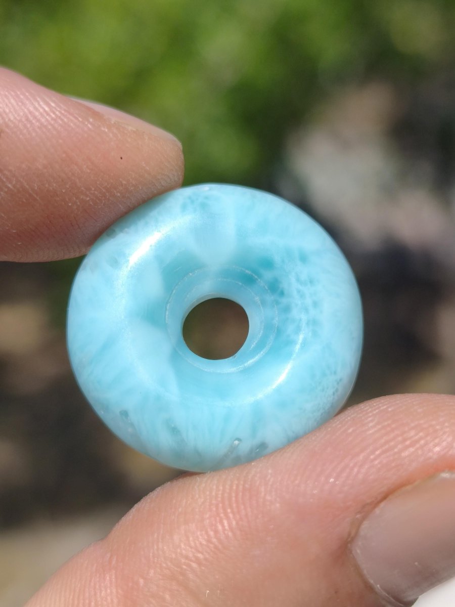 AAA Larimar Schutz Donut Edelstein Kette blau Heilstein Rarität Natur Frau Geschenk Mann Frau Er Sie Energie Kraft Glück - Art of Nature Berlin