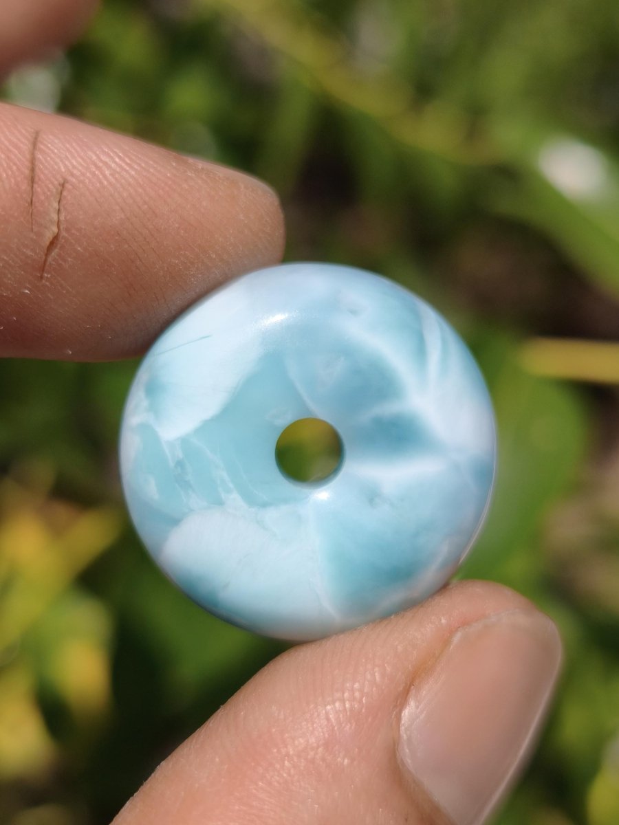 AAA Larimar Schutz Donut Edelstein Kette blau Heilstein Rarität Natur Frau Geschenk Mann Frau Er Sie Energie Kraft Glück - Art of Nature Berlin