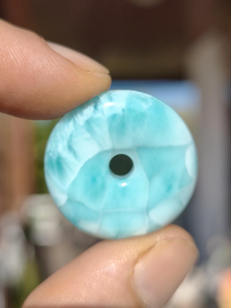 AAA Larimar Schutz Donut Edelstein Kette blau Heilstein Rarität Natur Frau Geschenk Mann Frau Er Sie Energie Kraft Glück - Art of Nature Berlin