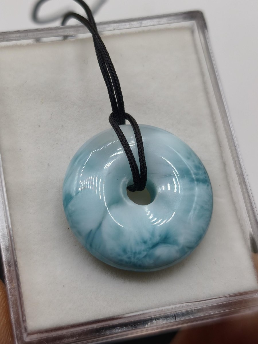 AAA Larimar Schutz Donut Edelstein Kette blau Heilstein Rarität Natur Frau Geschenk Mann Frau Er Sie Energie Kraft Glück - Art of Nature Berlin