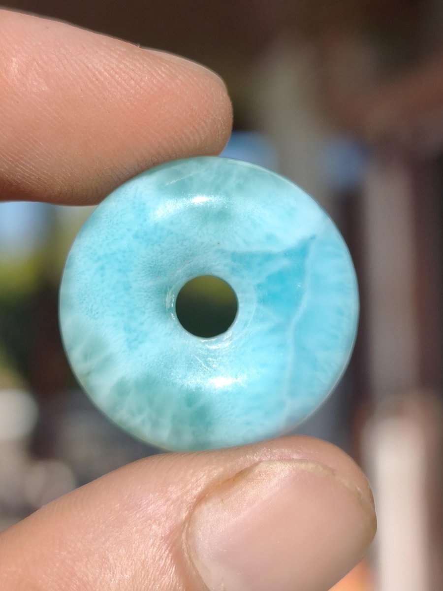 AAA Larimar Schutz Donut Edelstein Kette blau Heilstein Rarität Natur Frau Geschenk Mann Frau Er Sie Energie Kraft Glück - Art of Nature Berlin