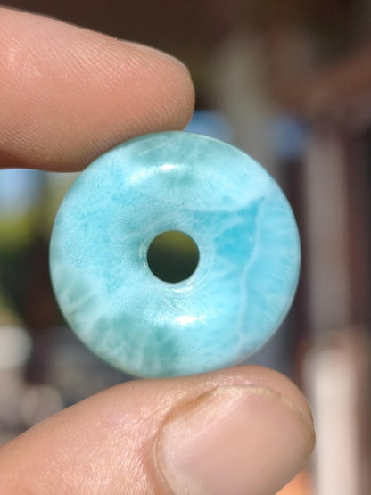 AAA Larimar Schutz Donut Edelstein Kette blau Heilstein Rarität Natur Frau Geschenk Mann Frau Er Sie Energie Kraft Glück - Art of Nature Berlin