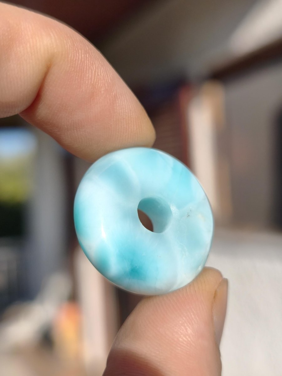 AAA Larimar Schutz Donut Edelstein Kette blau Heilstein Rarität Natur Frau Geschenk Mann Frau Er Sie Energie Kraft Glück - Art of Nature Berlin