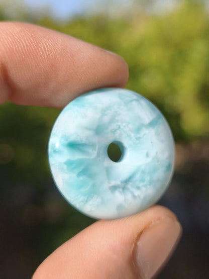 AAA Larimar Schutz Donut Edelstein Kette blau Heilstein Rarität Natur Frau Geschenk Mann Frau Er Sie Energie Kraft Glück - Art of Nature Berlin