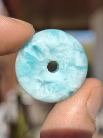 AAA Larimar Schutz Donut Edelstein Kette blau Heilstein Rarität Natur Frau Geschenk Mann Frau Er Sie Energie Kraft Glück - Art of Nature Berlin