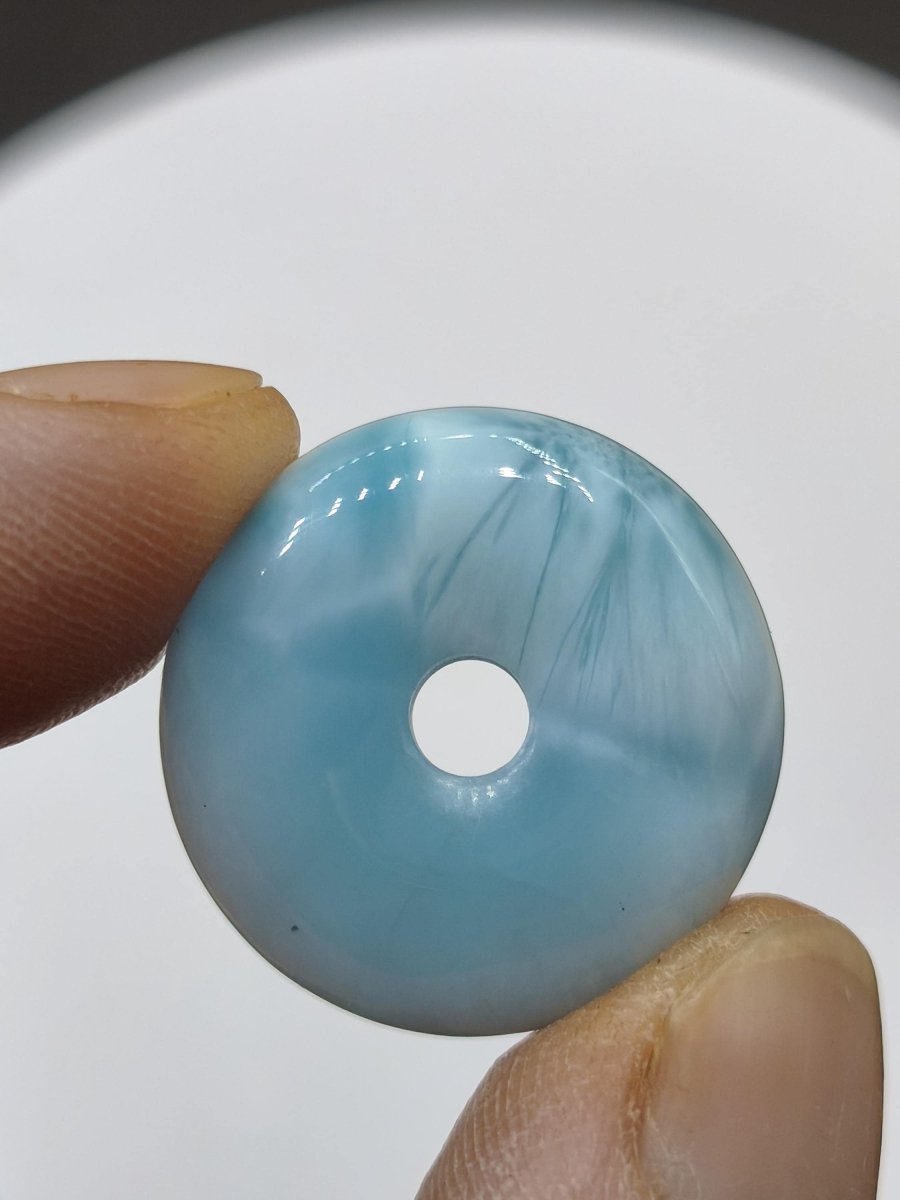 AAA Larimar Schutz Donut Edelstein Kette blau Heilstein Rarität Natur Frau Geschenk Mann Frau Er Sie Energie Kraft Glück - Art of Nature Berlin
