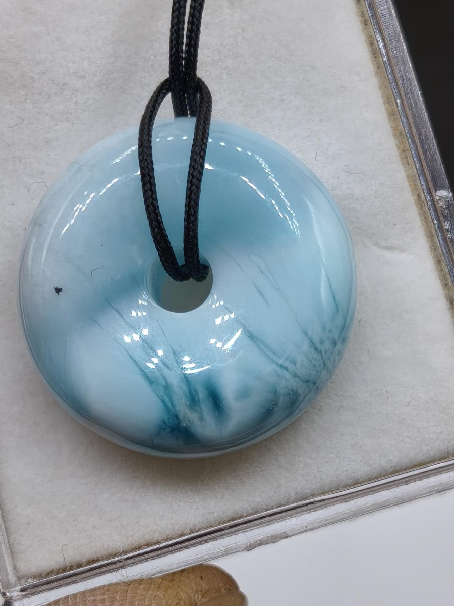 AAA Larimar Schutz Donut Edelstein Kette blau Heilstein Rarität Natur Frau Geschenk Mann Frau Er Sie Energie Kraft Glück - Art of Nature Berlin
