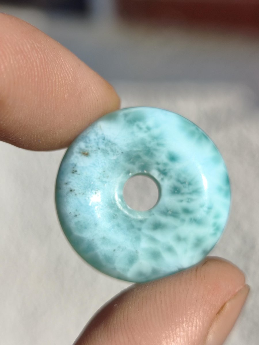 AAA Larimar Schutz Donut Edelstein Kette blau Heilstein Rarität Natur Frau Geschenk Mann Frau Er Sie Energie Kraft Glück - Art of Nature Berlin
