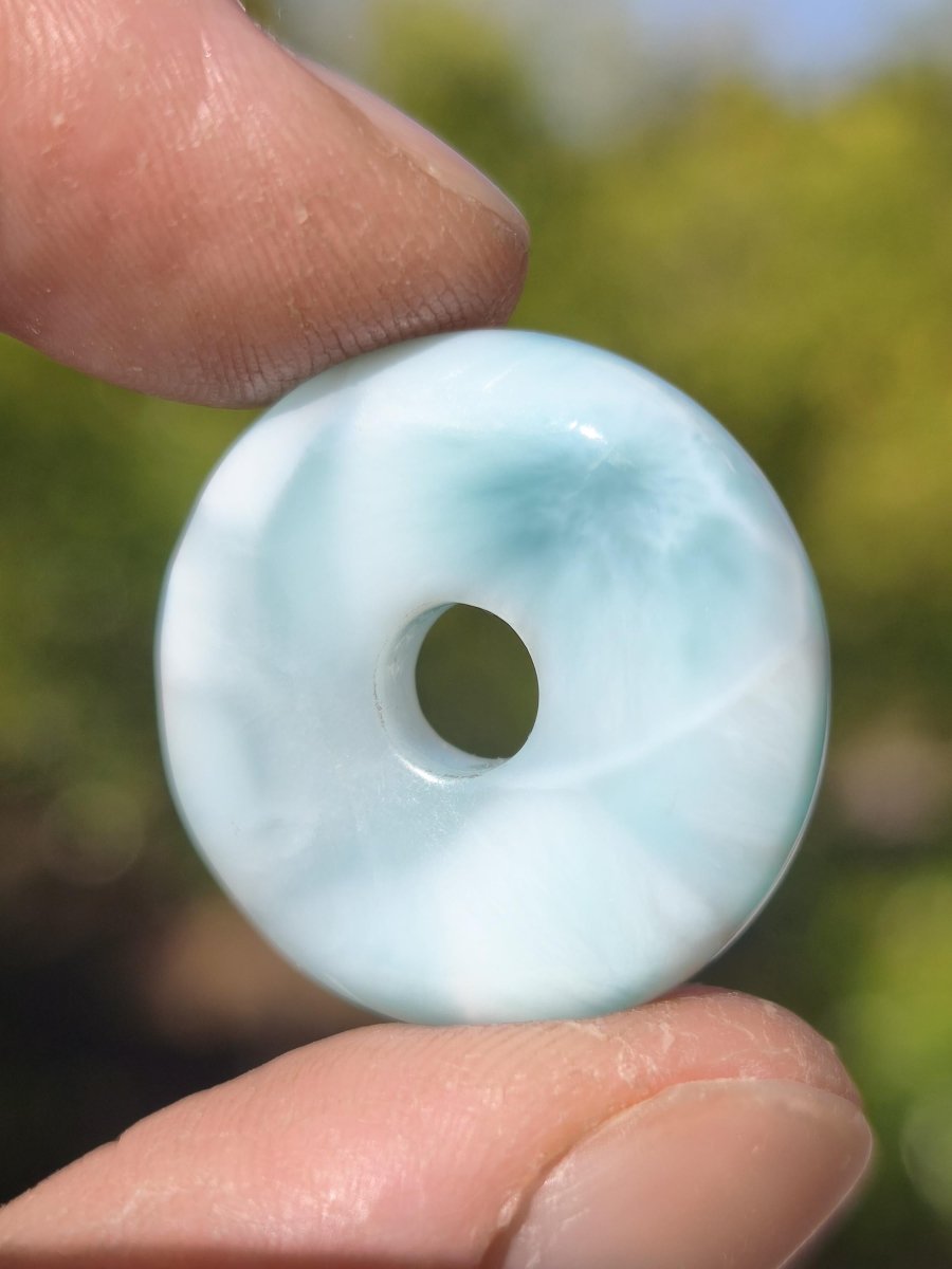 AAA Larimar Schutz Donut Edelstein Kette blau Heilstein Rarität Natur Frau Geschenk Mann Frau Er Sie Energie Kraft Glück - Art of Nature Berlin