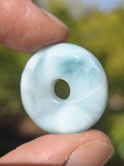 AAA Larimar Schutz Donut Edelstein Kette blau Heilstein Rarität Natur Frau Geschenk Mann Frau Er Sie Energie Kraft Glück - Art of Nature Berlin