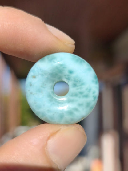 AAA Larimar Schutz Donut Edelstein Kette blau Heilstein Rarität Natur Frau Geschenk Mann Frau Er Sie Energie Kraft Glück - Art of Nature Berlin