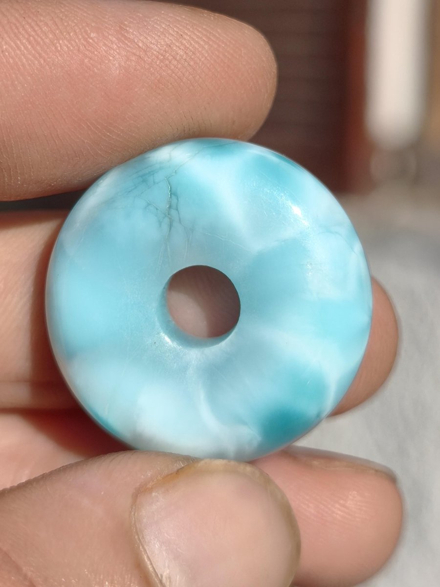 AAA Larimar Schutz Donut Edelstein Kette blau Heilstein Rarität Natur Frau Geschenk Mann Frau Er Sie Energie Kraft Glück - Art of Nature Berlin