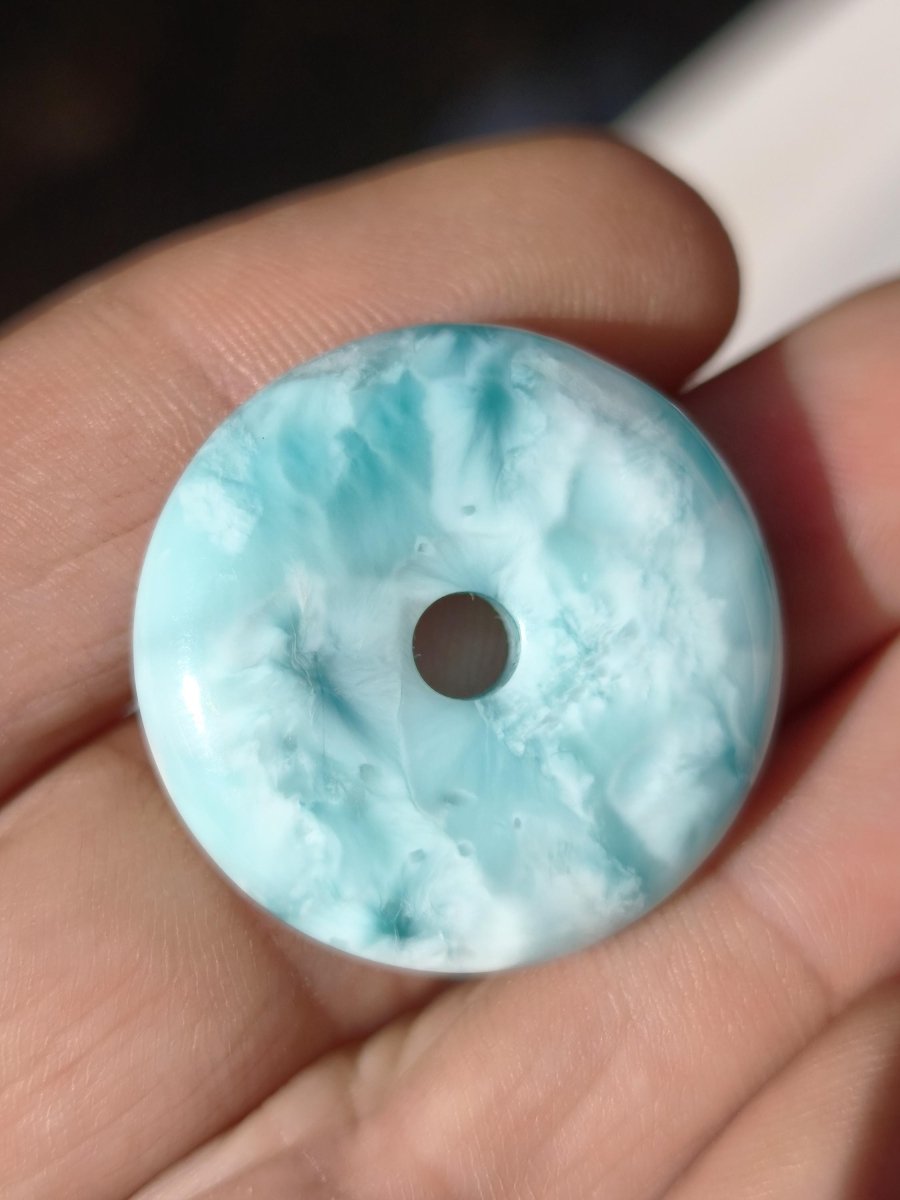 AAA Larimar Schutz Donut Edelstein Kette blau Heilstein Rarität Natur Frau Geschenk Mann Frau Er Sie Energie Kraft Glück - Art of Nature Berlin